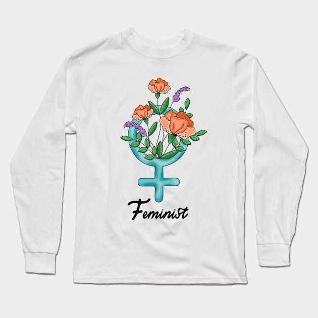 Feminist Flowers Long Sleeve T-Shirt by Slightly Unhinged